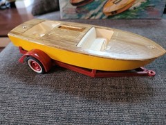 Original ’60’s issue AMT Boat w/Trailer model started in box 1/25 Kit#159 3 in 1