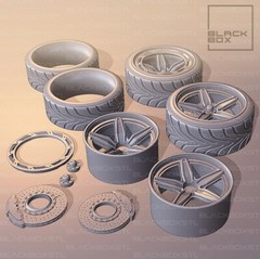 1:25-1:24 Scale Resin Blazer Model Car/Truck Rims and Tires With Brakes-Unpainte