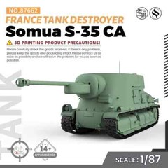 SSMODEL SS87662 1/87 HO Scale Railway Kit France Somua S-35 CA Tank Destroyer
