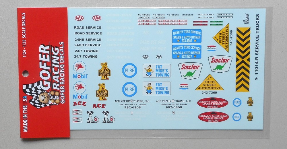 SERVICE PICKUP TOW TRUCK 1:24 1:25 GOFER RACING DECALS CAR MODEL DECO 11014 R