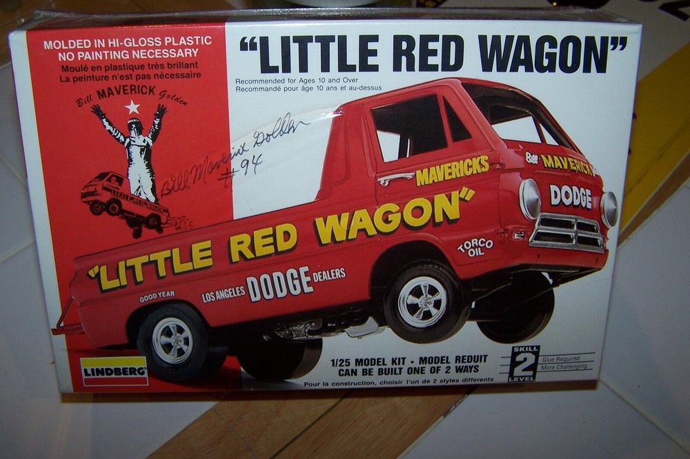 Lindberg Little Red Wagon Dodge Wheel Stander Signed by Bill Maverick – 1 of 100