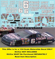 NASCAR DECAL # 6 STROH’S LIGHT 1989 FORD THUNDERBIRD MARK MARTIN 1/24 POWERSLIDE
