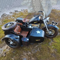 Classic three-wheeled motorcycle metal toy crafts collection boy adult gift