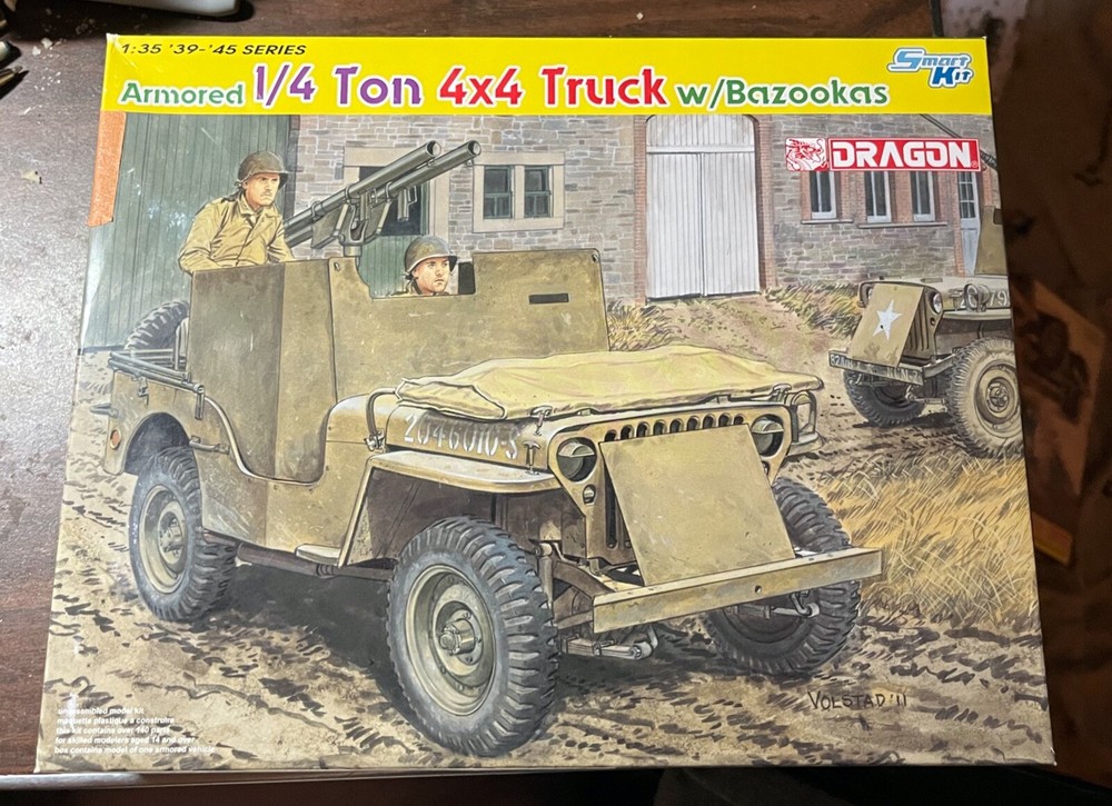 DUAL BAZOOKA ARMED Armored CAB 1/4 Ton 4×4 Truck Dragon #6748 1:35 US ARMY WW2