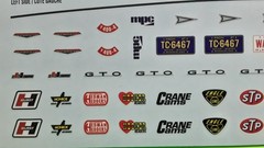 Decal Sheet Emblems 1967 GTO Pontiac 1/25 MPC Scripts Stripes Sponsor
