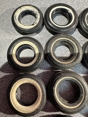 Vintage Model Car Rubber Tires Lot Of 27 White Wall Mini Tires & 4 Metal Rims