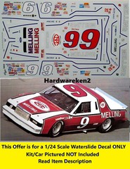 NASCAR DECAL # 9 MELLING 1982 FORD THUNDERBIRD BILL ELLIOTT POWERSLIDE 1/24