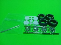 Whitewall Tires Stock Rims 69 1969 Plymouth Barracuda MPC 1/25 Axles Wheel Backs