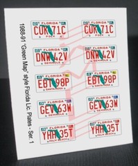 1988 – 1991 style FLORIDA miniature LICENSE PLATES for 1/25 scale MODEL CARS