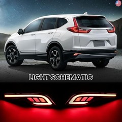 Red LED Rear Bumper Reflectors Fog Brake Tail Light Lamps Kit for Honda CRV