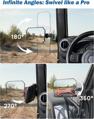 Red Wrangler Side Mirrors Doors off Compatible with 1997-2018 Wrangler TJ JK JK