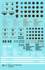 K4 O 1:48 Scale Decals Police Car Markings Gold, Silver Black and White