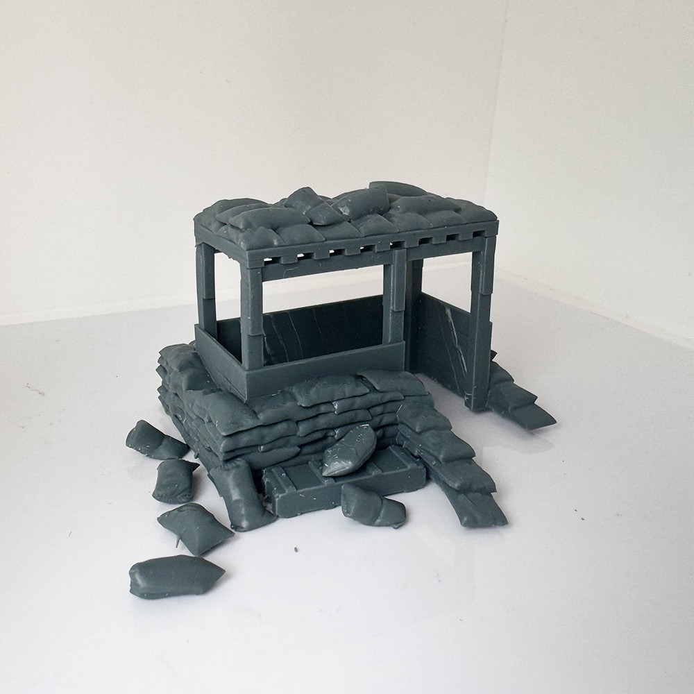 1/72 Scenic Terrain Military Bunker Scene Including Sandbags Buildings Crates