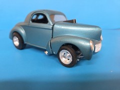 Vintage AMT 1940 Willys Coupe Gasser Built Up 1/25 Blue A/GS Evil Weevil Decal