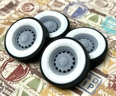 Resin 15-Inch “Artillery” Wheels, W/ Wide Whitewalls,1/24 1/25 Scale