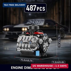 Mould King Mini V8 Engine Kits That Runs, Build Your Own Visible Car Motor, Phys