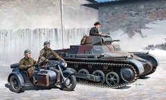 Academy 1/35 German Panzer I Ausf. B & BMW R75 Motorcycle w/ Sidecar 13556′