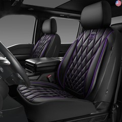 CAR PASS Piping Luxury Faux Leather Two Front Car Seat Covers, Waterproof Anti