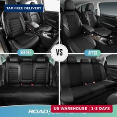 Road Comforts Car Seat Cover Full Set, Leather Mesh Seat Covers, Airbag Compatib