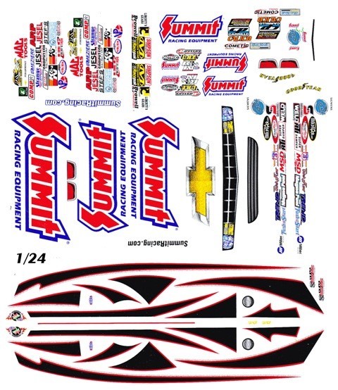 2013 CHEVROLET CAMARO PRO STOCK 1/25th – 1/24th NHRA Waterslide Decals