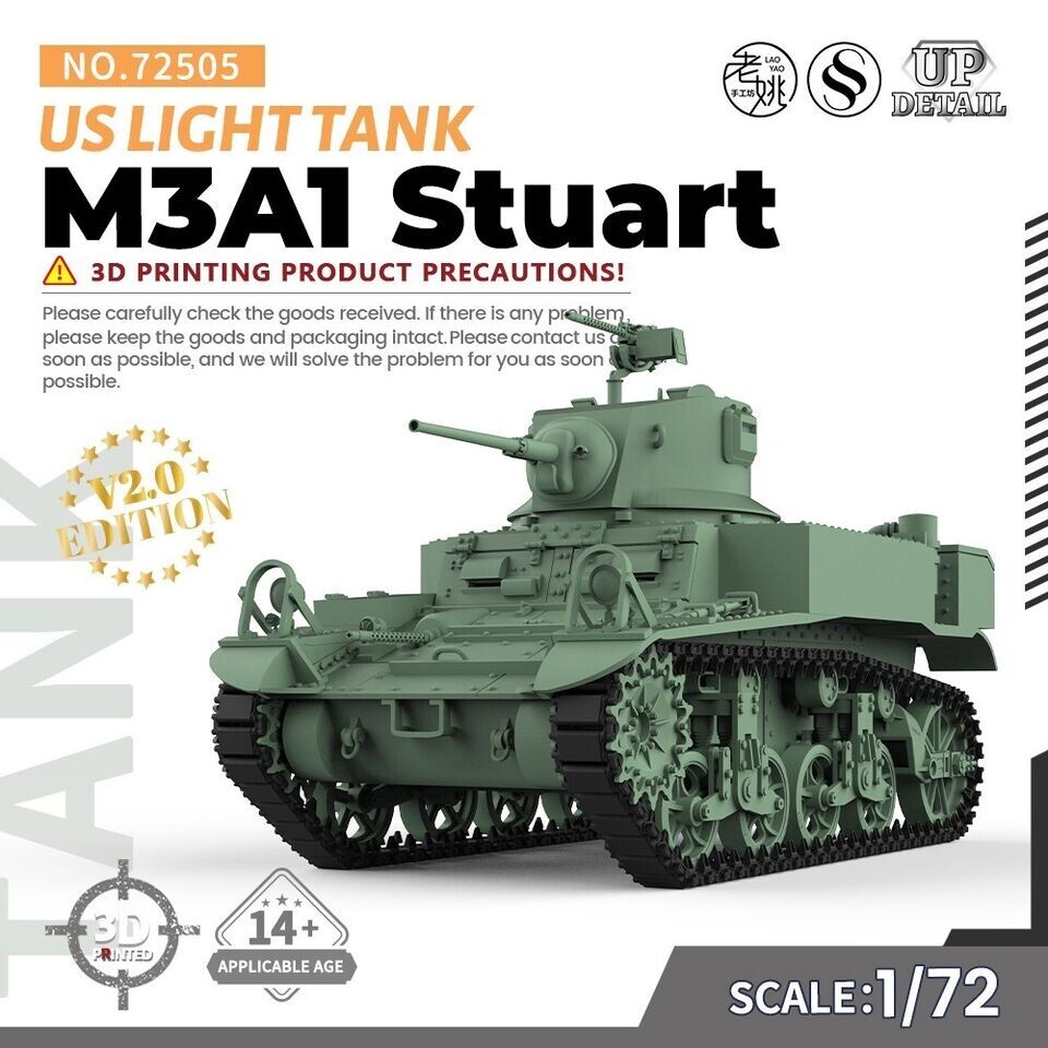 SSMODEL SS72505 1/72 25mm Military Model Kit US M3A1 Stuart Light Tank