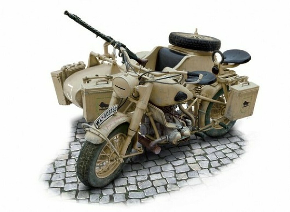Italeri 1/9 BMW R75 German Military Motorcycle w/Sidecar ITA7403