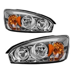 Headlight Assembly Compatible with 2004 2005 Amber-Chrome/for 2004-2007 Malibu