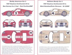 Starfighter Decals 1/24 MERCURY GT-40 Mk.II at DAYTONA in 1967