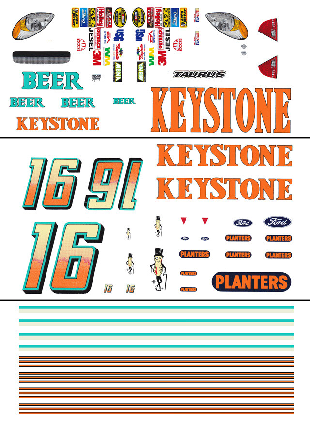 #16 KEYSTONE BEER FORD 1/24th – 1/25th Scale Waterslide Decals