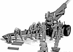 Master Box 3577 WWII US Artillery Crew Plastic Model Kit For Kids, scale 1:35