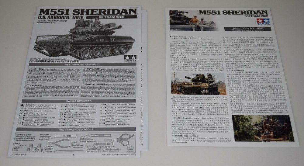 TAMIYA M551 SHERIDAN 35365 ⭐PARTS⭐ INSTRUCTION BOOKLET 1/35