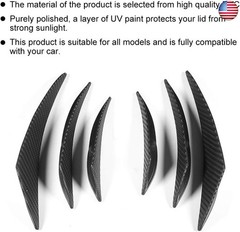 EVGATSAUTO Bumper Canard, 6pcs Carbon Fiber Texture Car Bumper Fin Canard
