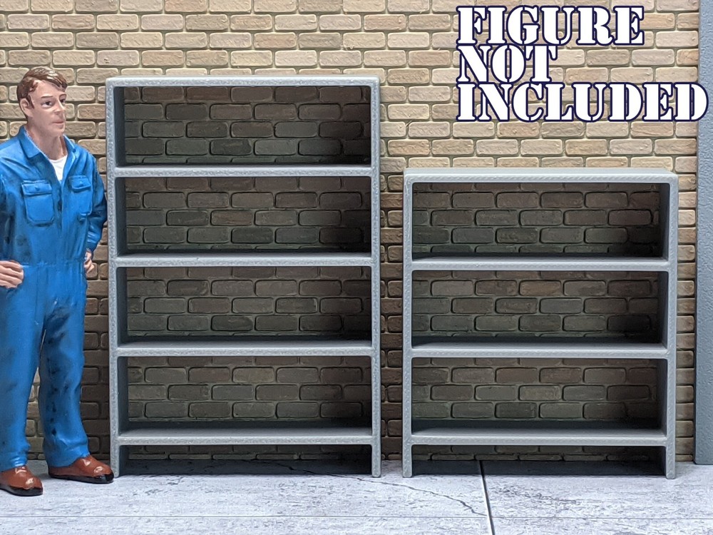 1/24 1/25 Scale Storage Rack With Shelves – For garage/workshop diorama (2 pcs)