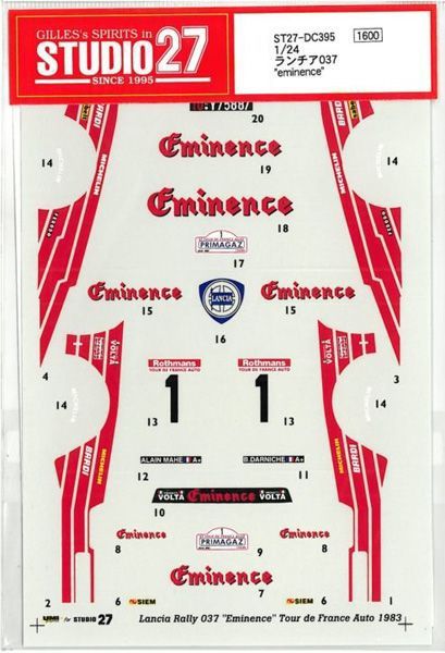 STUDIO27 1/24 LANCIA 037 eminennce for Hasegawa DC395 Rally car decal