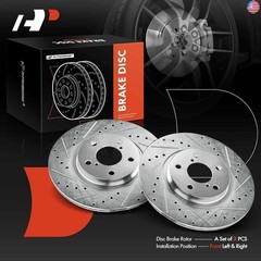 A-Premium 10.89 inch (276.50mm) Front Drilled and Slotted Disc Brake Rotors