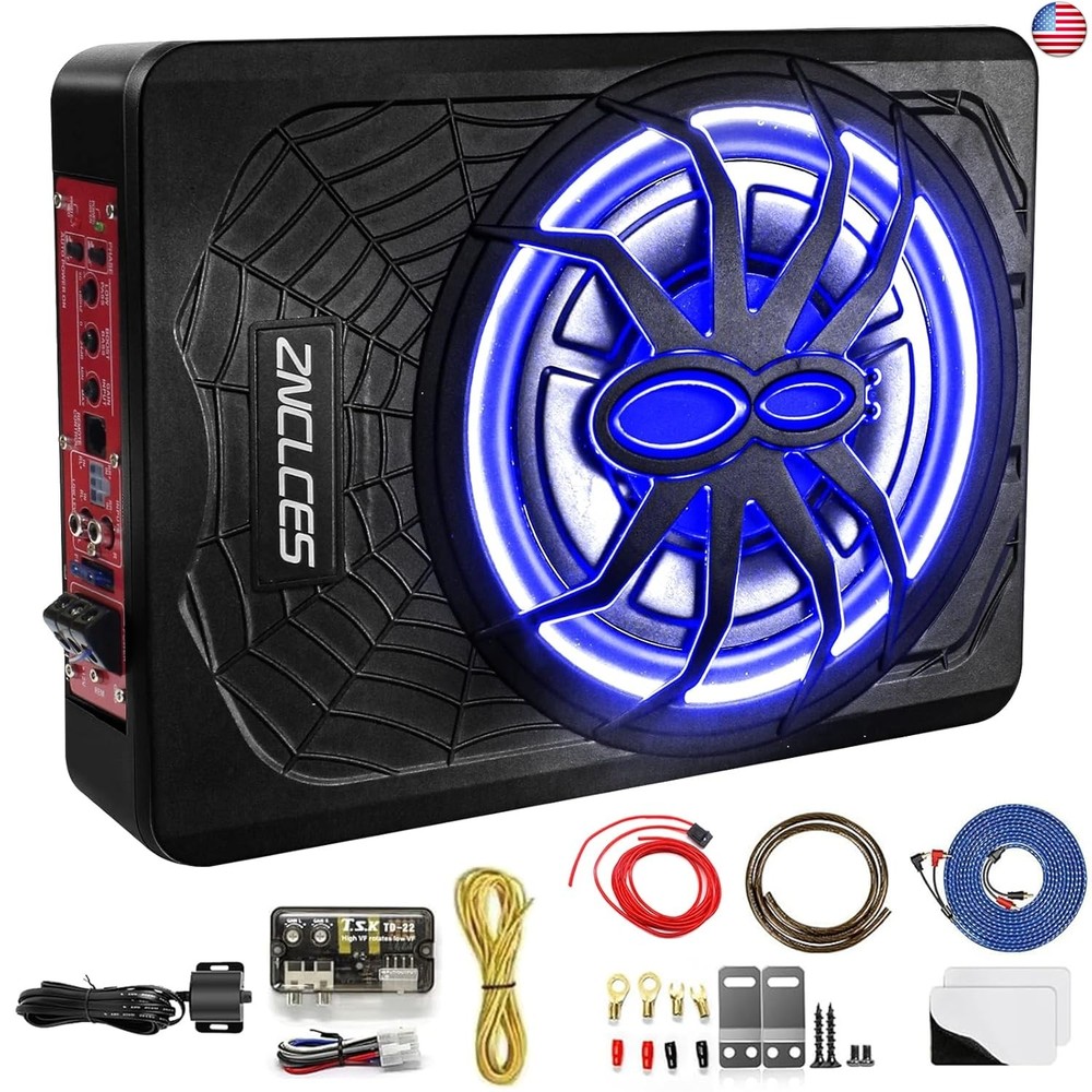 2025 Upgraded 10″ 1200W Slim Under Seat Powered Car Subwoofer, Car/Truck Sub
