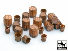 Black Dog 1/48 Drums, Wooden Barrels & Buckets Accessories Set (20 pcs.) T48016
