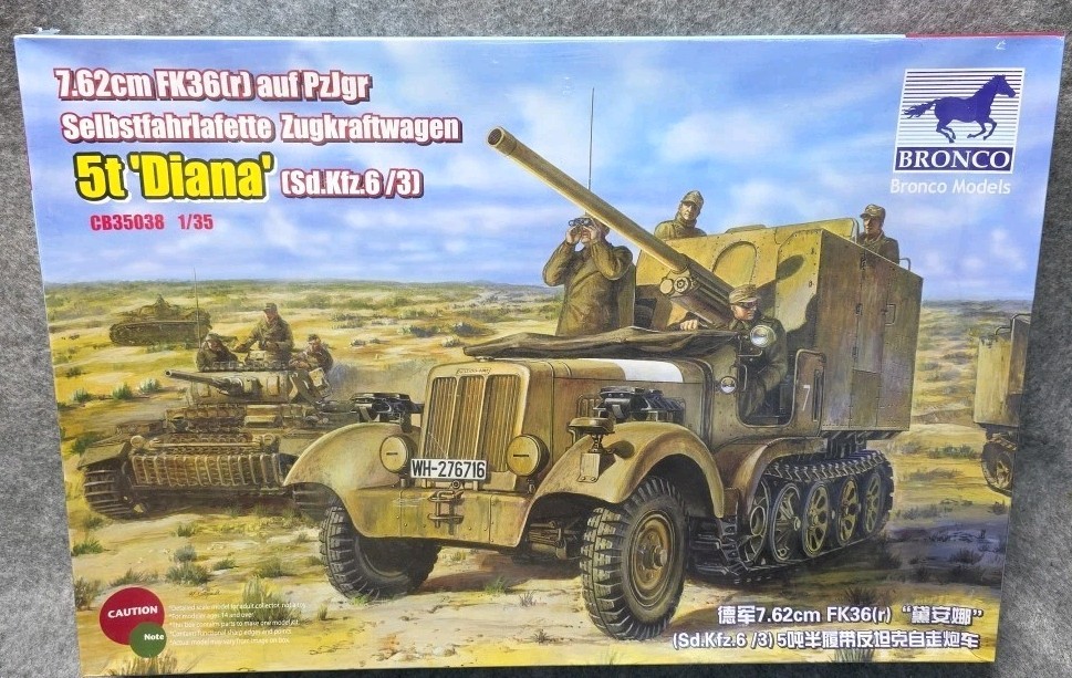 Bronco Models CB35038 1/35 5t “Diana” (Sd.Kfz.6/3) 7.62cm FK36(r) auf PzJgr NIB