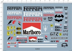 Water Slide Decals racing car for different scales model kits 62863