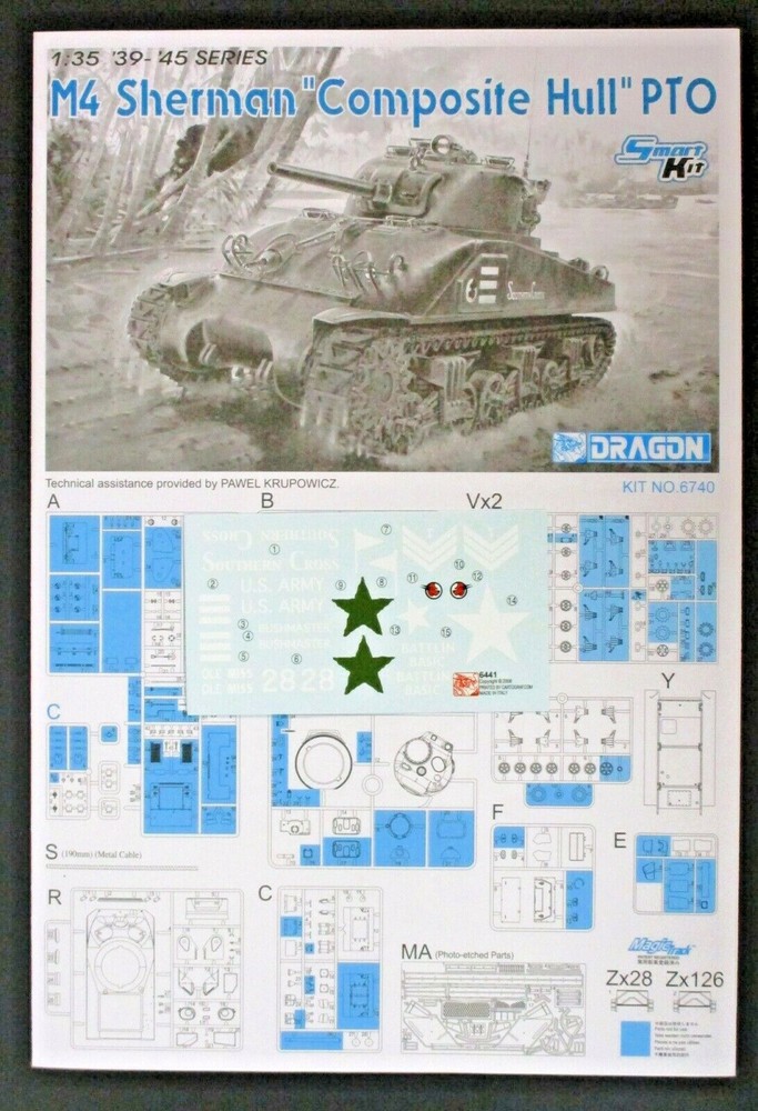 DRAGON 1/35th Scale M4 Composite Hull PTO Decals from Kit No. 6740