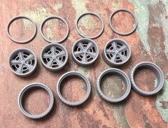Resin 22 In. “Foose Saturn” Wheels, W/One In. Whitewalls,1/24 1/25 Scale