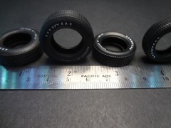 1:25 scale pad printed GOODYEAR Good Year Polyglas GT Tires 2X Front + 2X Rear