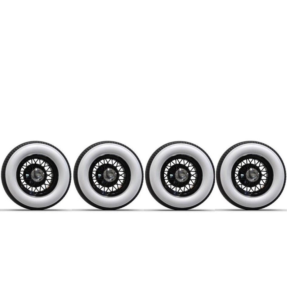 1:10 15″ Wire Wheesl With Tall White Wall Big Tires (12mm Hex)