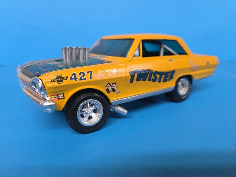 Vintage AMT 1965 Chevy II Nova Funny Car Built Model 1/25 Survivor 427 Twister