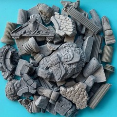 Painted Diorama 1/35 Building Ruins Rubble Bricks Base Military Scene Prop Model