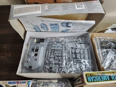 Box of vintage military vehicles models (Lot size 9) Planes Ships Car Tank