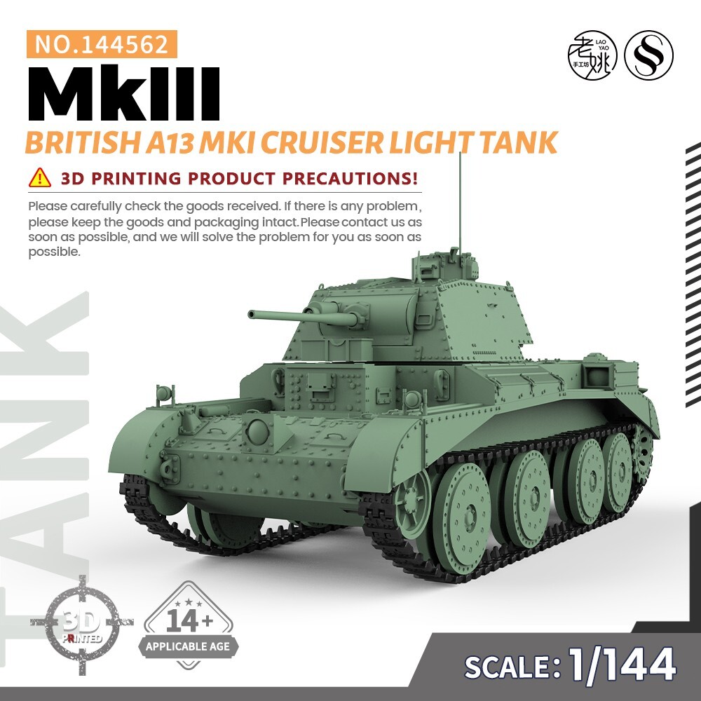 1/144 Military Model Kit British A13 MKI Cruiser MkIII Light Tank