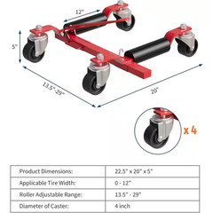 Car Wheel Dolly Jack Set of 2,1500 Lbs. Jack with Ratcheting Foot Pedal, Swivel