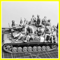 1/35 Scale Die-Cast Resin Figure Model Kit Military Theme Tank Soldiers Set (…
