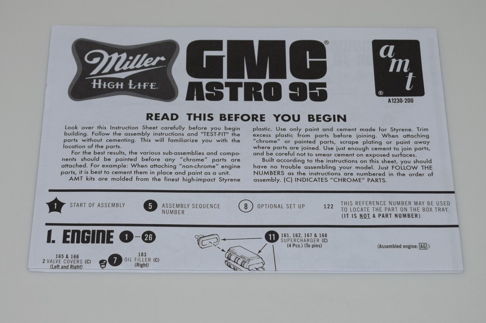 AMT GMC ASTRO 95 MILLER 1230/06 ⭐PARTS⭐ INSTRUCTION BOOKLET 1:25